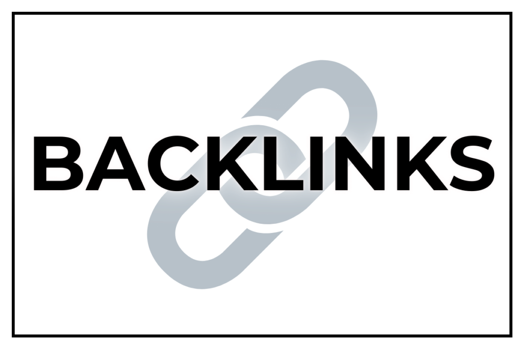 A link icon with the words backlink over top of the icon. 