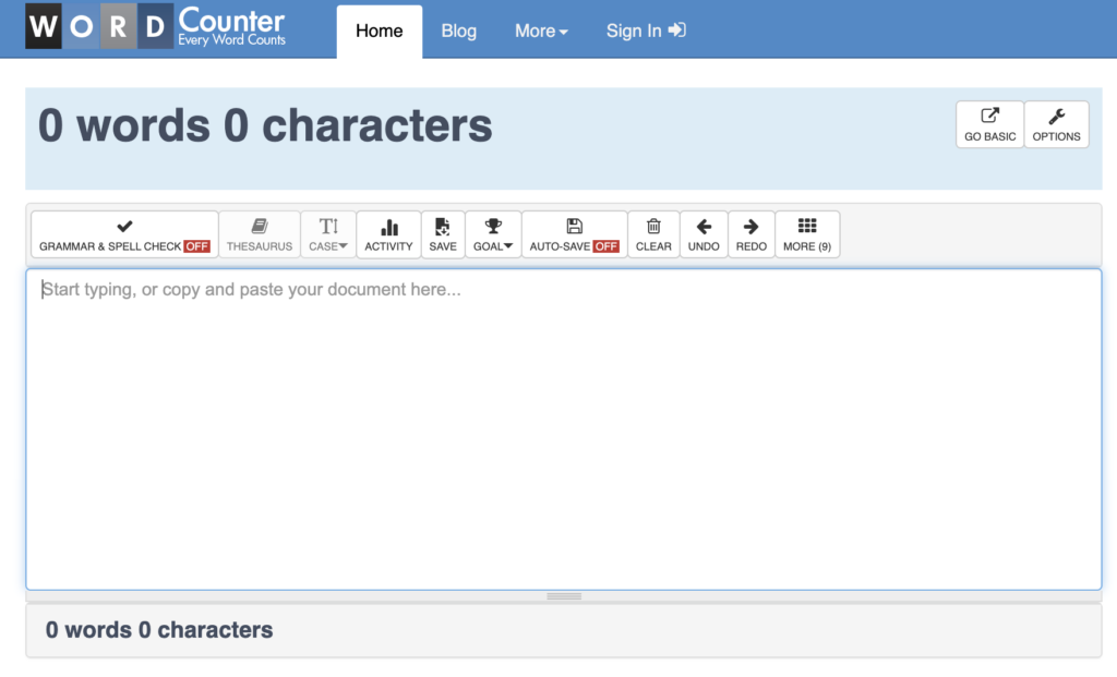 Screenshot of the Wordcounter tool for easily creating a meta description that's the perfect length for search engines.