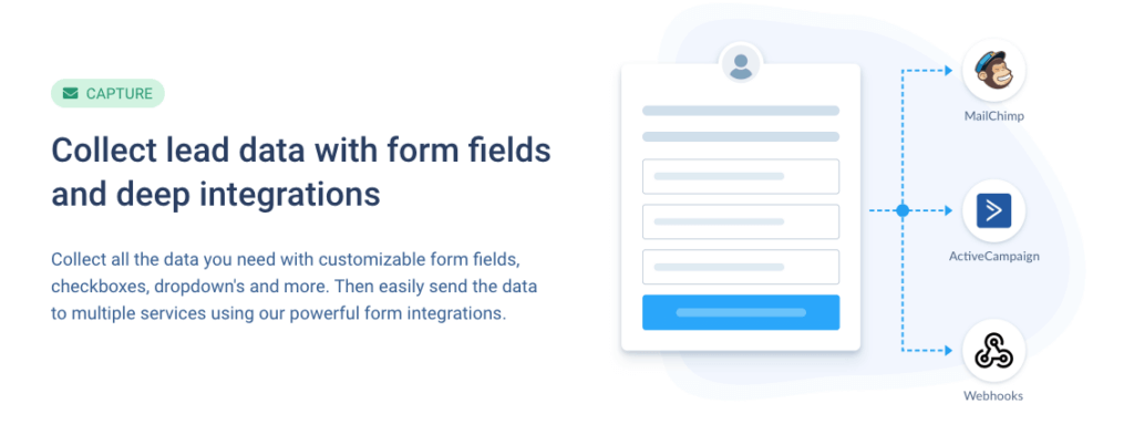 Convertbox: collect lead data with customizable form fields and integrate with multiple services.