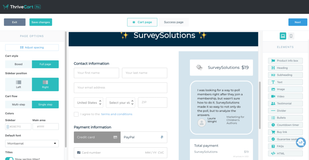 Thrivecart Checkout Templates: Easy-to-use drag-and-drop style editor. 