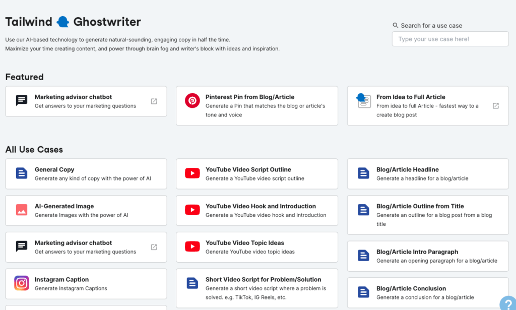 Tailwind Ghostwriter Ai Writing Tool Options