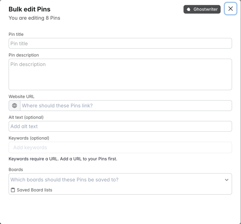Tailwind App: Bulk Edit Pins