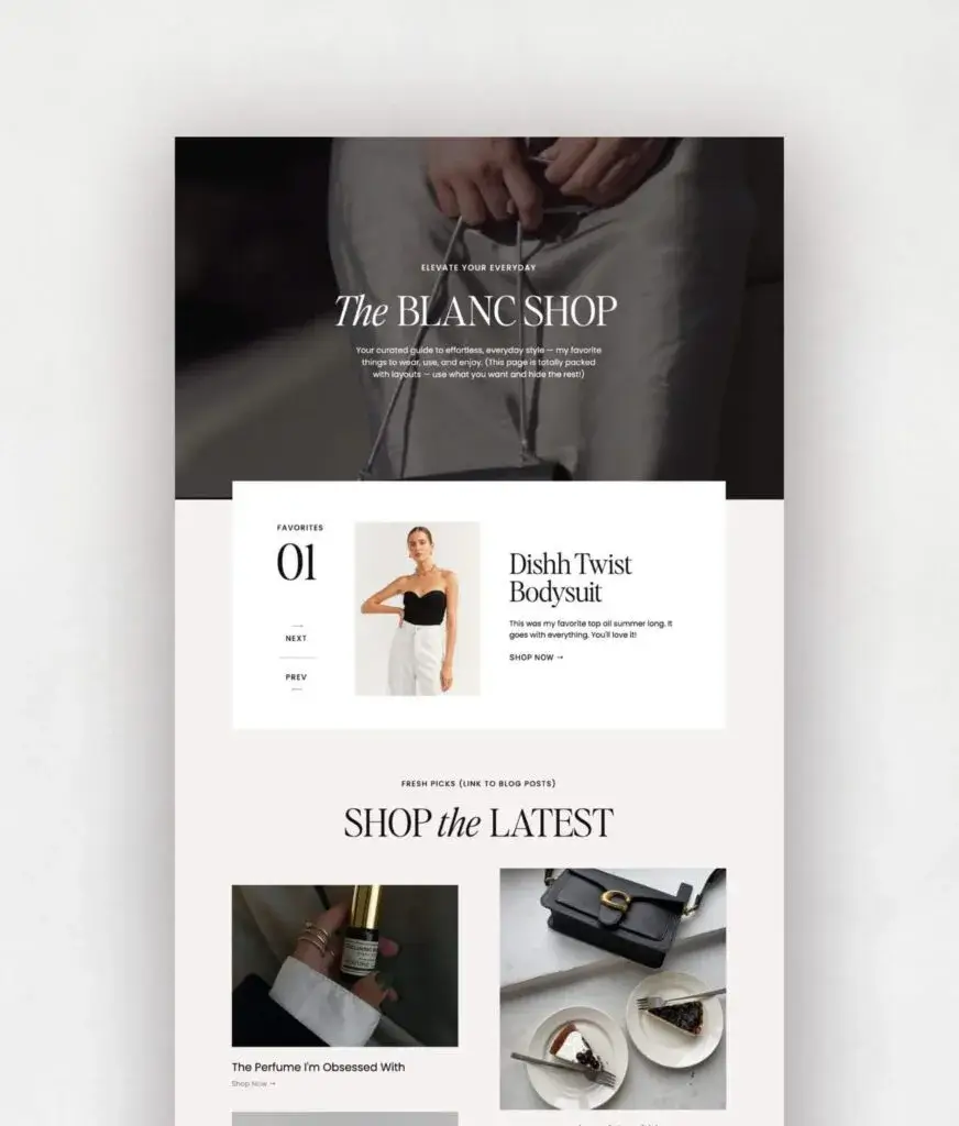 Affiliate Shop Page - Showit Templates by Tonic Site Shop