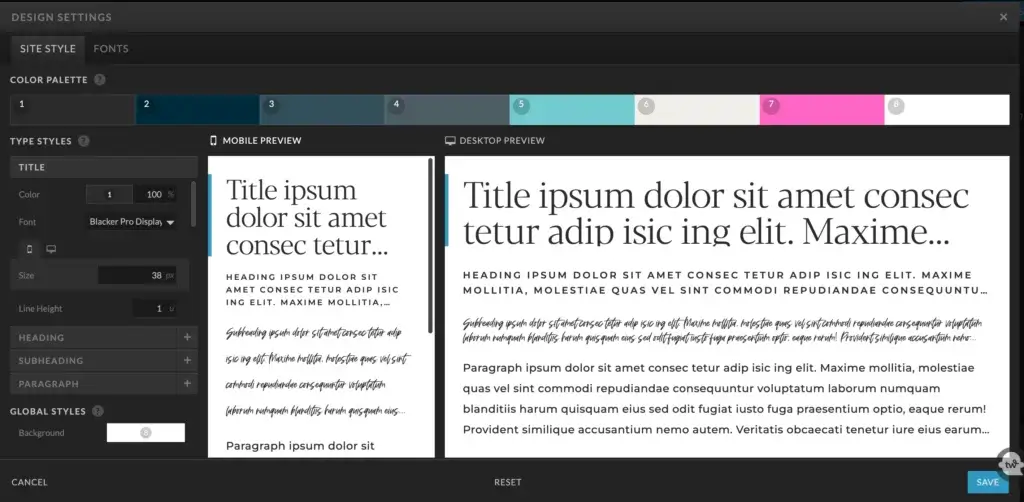 2. You'll see two tabs: Site Style and Fonts. 