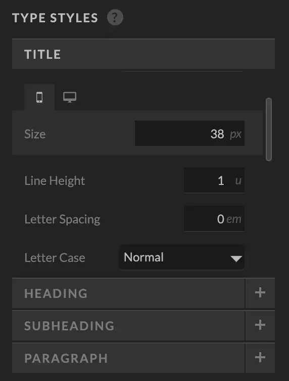 4. Change your fonts for your different text types: Title, Heading, Subheading, Paragraph. It will change all of the fonts throughout your entire template. 